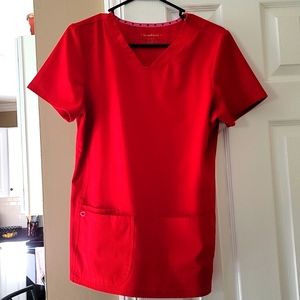 Heartsoul pitter-pat v-neck scrub top size medium color red